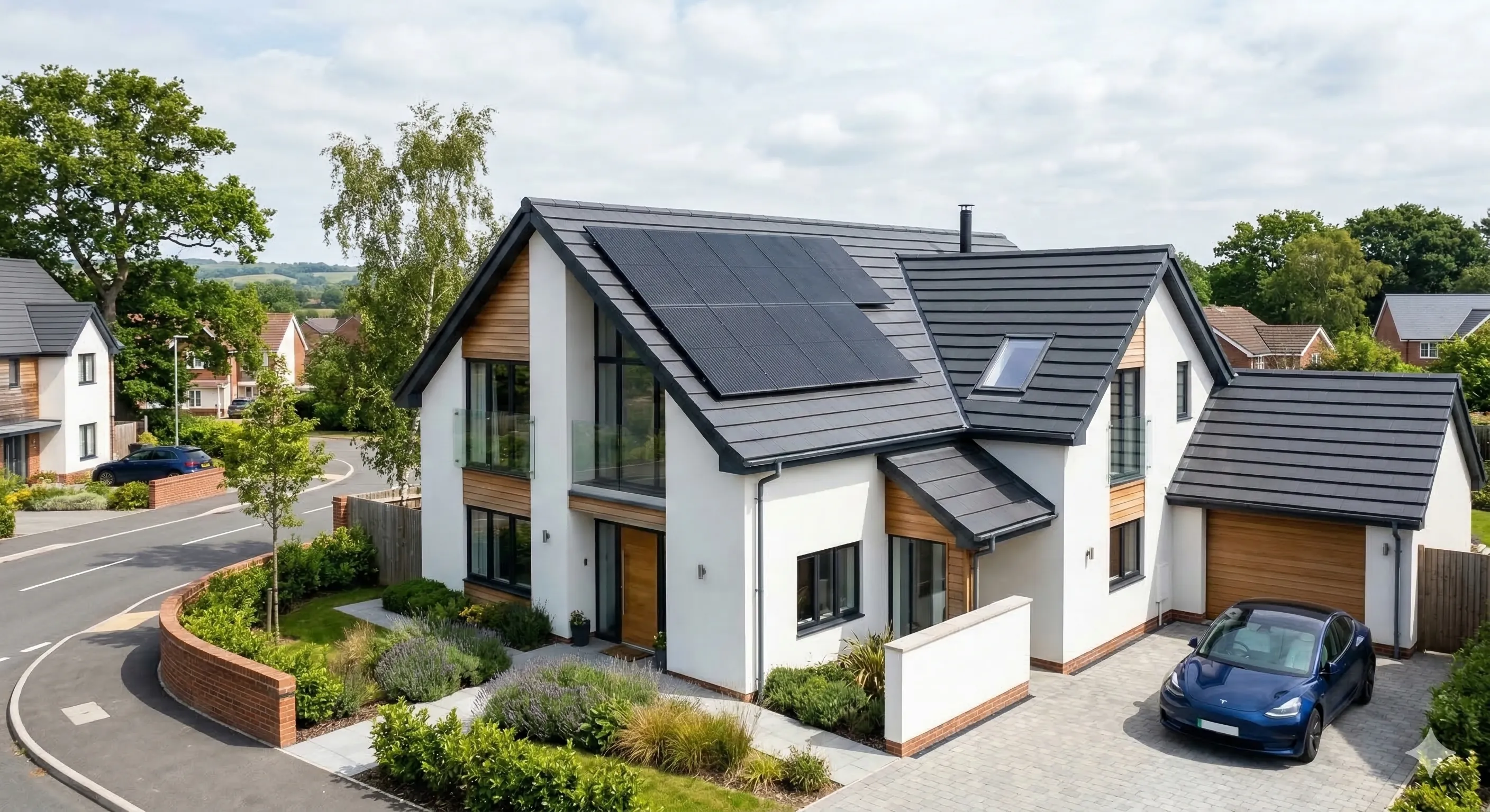 Modern roofing installation with clean structural lines and solar-ready mounting points